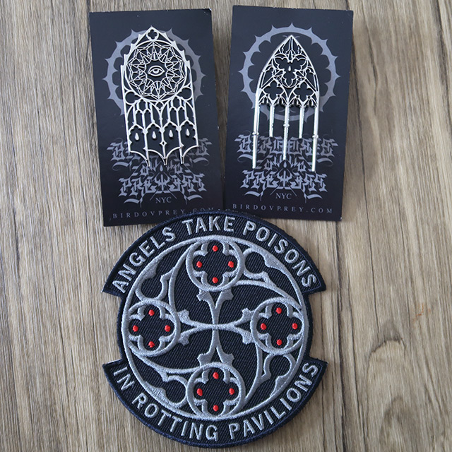 Two gothic pins and a patch  by Bird Ov Prey
